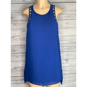 Socialite Semi Sheer Keyhole Tank Blouse Sz L